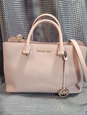 Michael Kors Blush Saffiano Leather Satchel with Gold Hardware